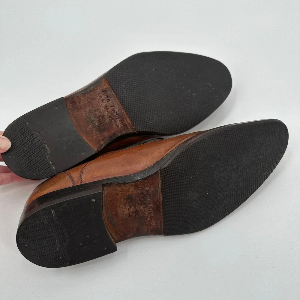 John Fluevog‎ Twin Turbine 211 Men Brown Leather Oxford Dress Shoes CA14 10M